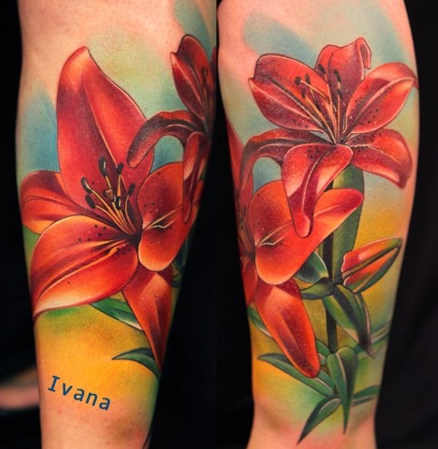 flower tattoo red lily